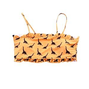 SHIEN Dinosaur Bikini Top ONLY Brontosaurus Ruffle ONLY 1XL Swim Beach Orange
